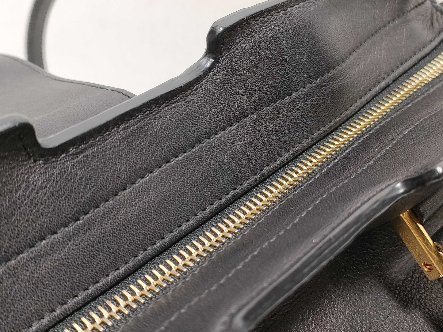 SAINT LAURENT Yves Saint Laurent Small Monogram Cabas Handbag in Black Calfskin Leather and Gold
