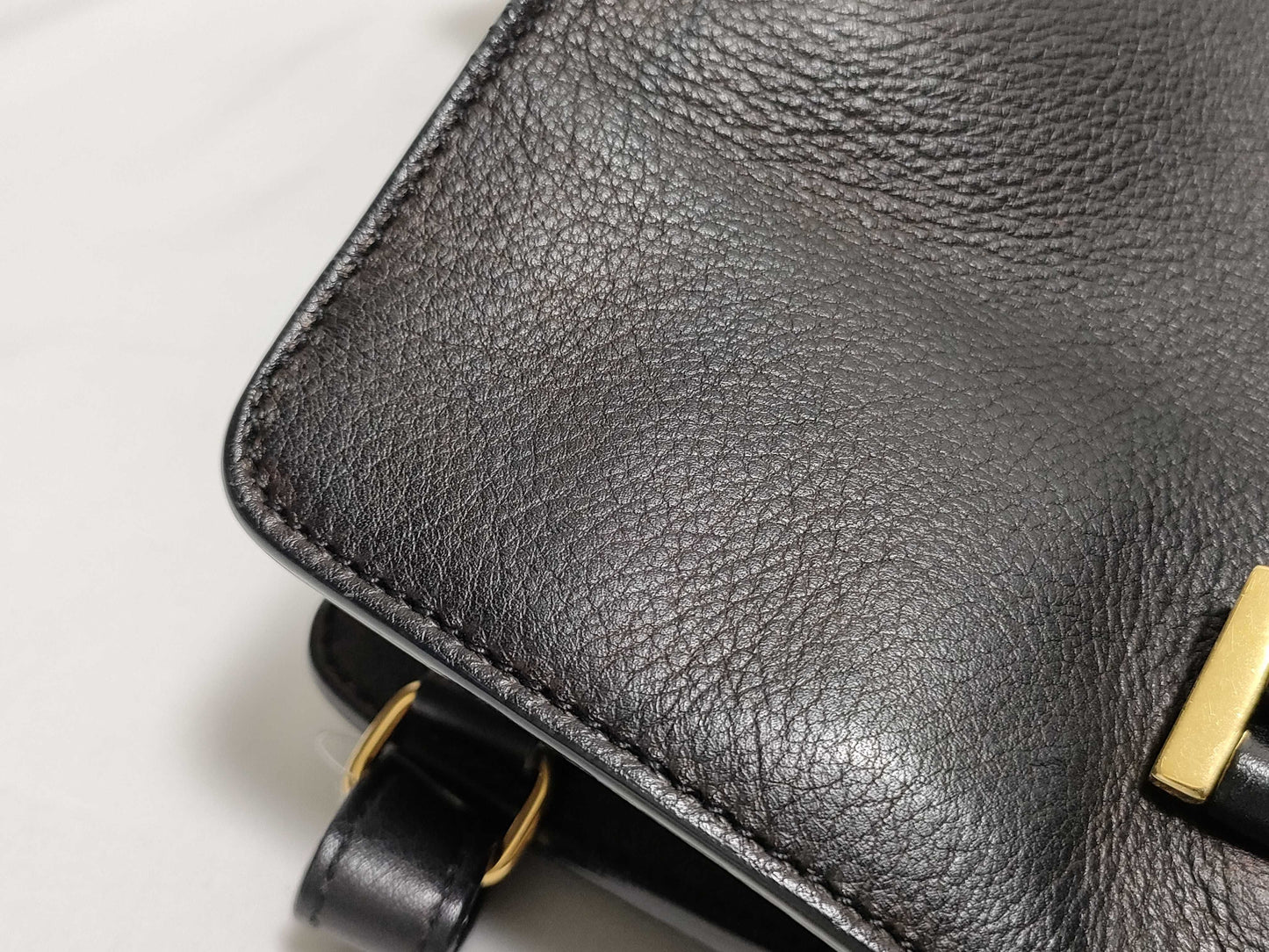 SAINT LAURENT Yves Saint Laurent Small Monogram Cabas Handbag in Black Calfskin Leather and Gold