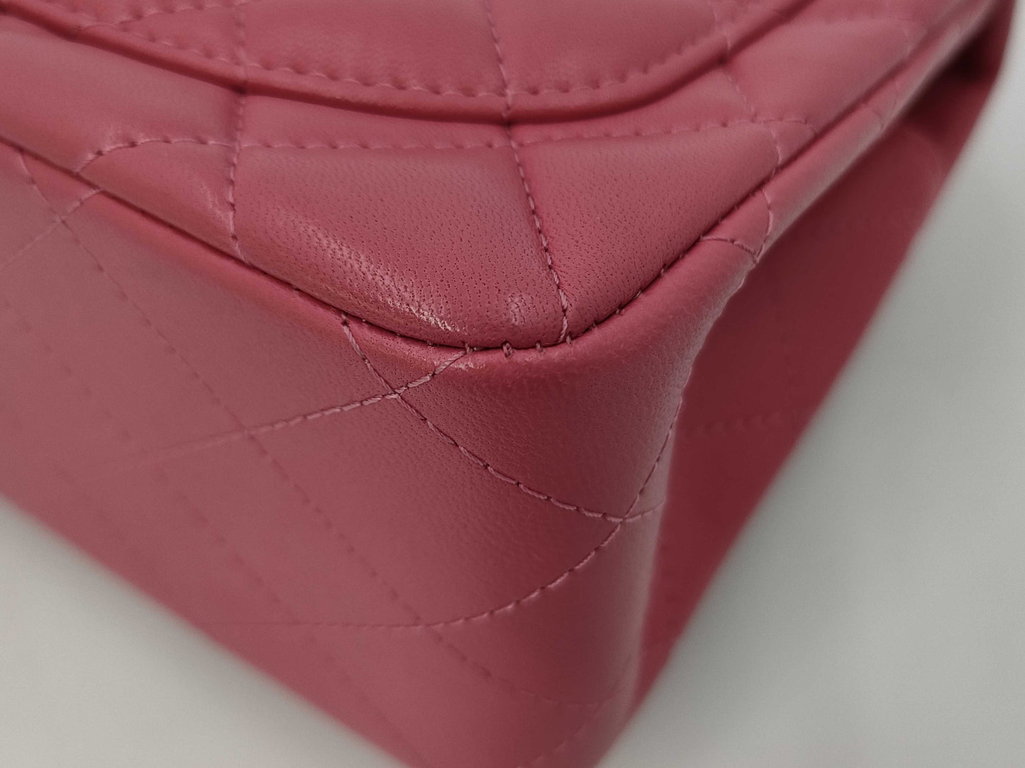 CHANEL Mini Square Classic Single Flap Shoulder Bag in Pink Quilted Lambskin Leather with Silver Hardware, 29027049
