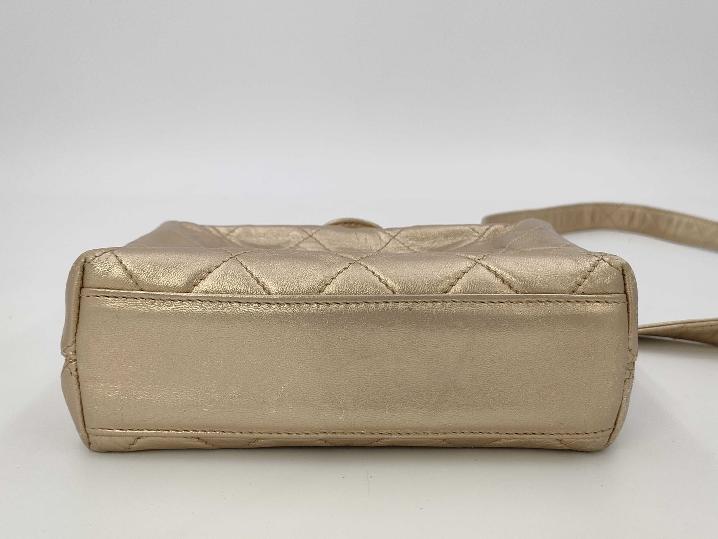CHANEL Chanel Mini Top CC Turnlock Crossbody Shoulder Bag in Gold Quilted Lambskin Leather with Gold Hardware, 2319825
