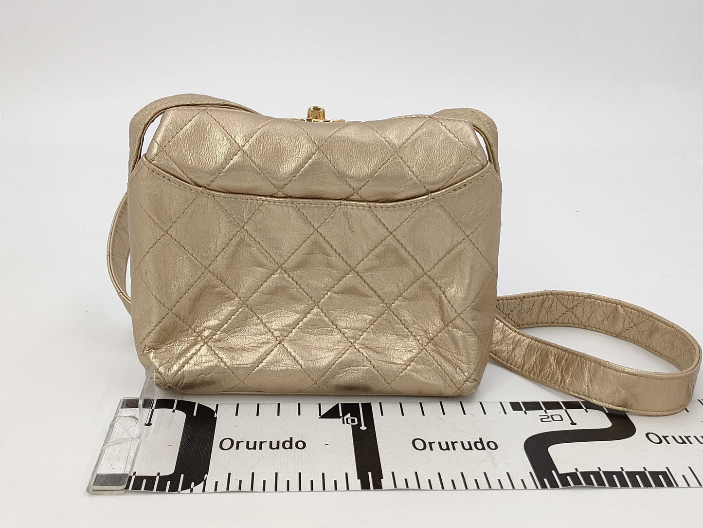CHANEL Chanel Mini Top CC Turnlock Crossbody Shoulder Bag in Gold Quilted Lambskin Leather with Gold Hardware, 2319825