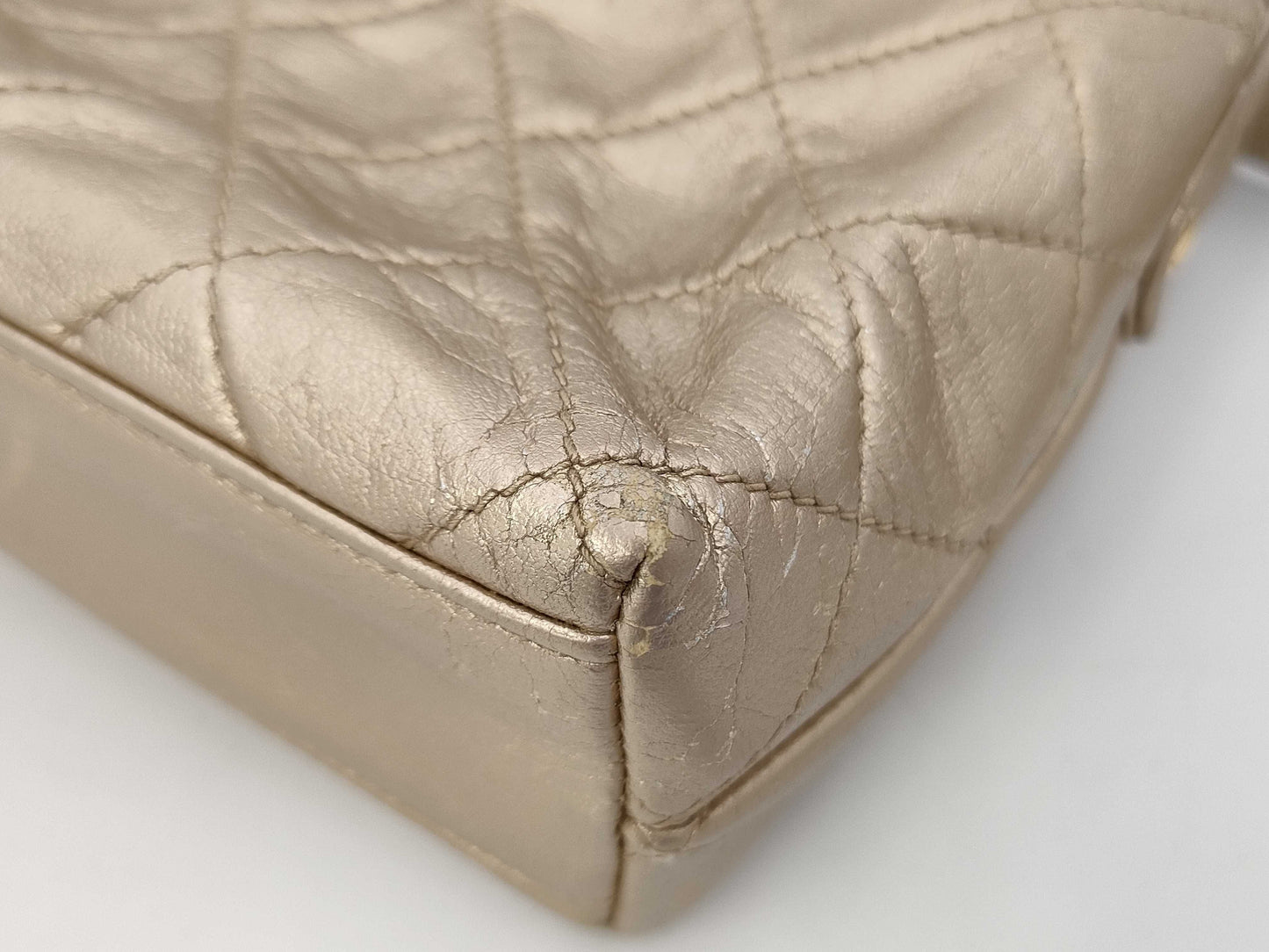 CHANEL Chanel Mini Top CC Turnlock Crossbody Shoulder Bag in Gold Quilted Lambskin Leather with Gold Hardware, 2319825