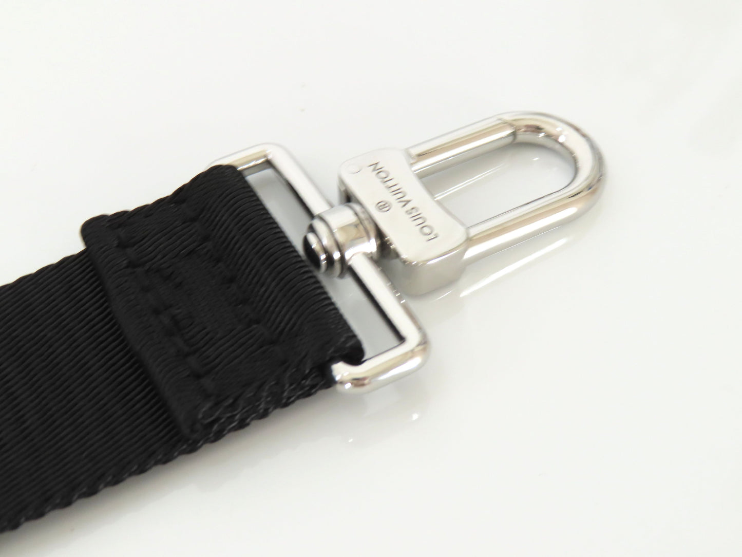 LOUIS VUITTON Louis Vuitton Signature Adjustable Strap, Black/Green, Silver Hardware, 95*4.5*0.5cm Strap
