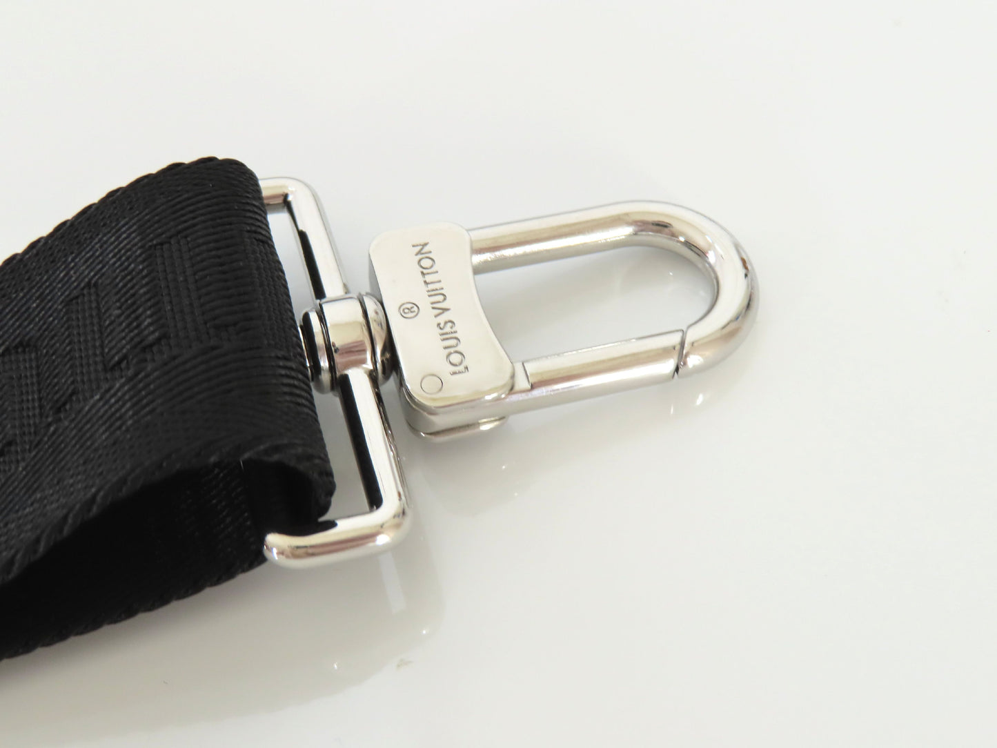 LOUIS VUITTON Louis Vuitton Signature Adjustable Strap, Black/Green, Silver Hardware, 95*4.5*0.5cm Strap