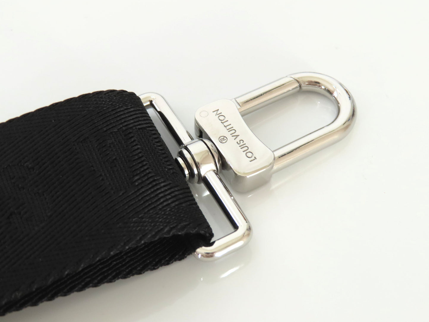LOUIS VUITTON Louis Vuitton Signature Adjustable Strap, Black/Green, Silver Hardware, 95*4.5*0.5cm Strap