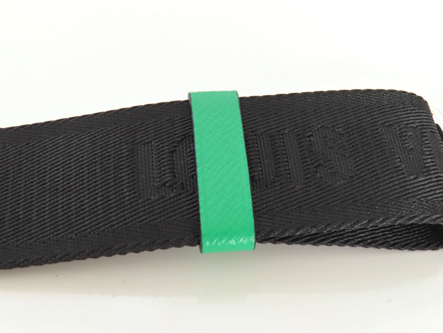 LOUIS VUITTON Louis Vuitton Signature Adjustable Strap, Black/Green, Silver Hardware, 95*4.5*0.5cm Strap