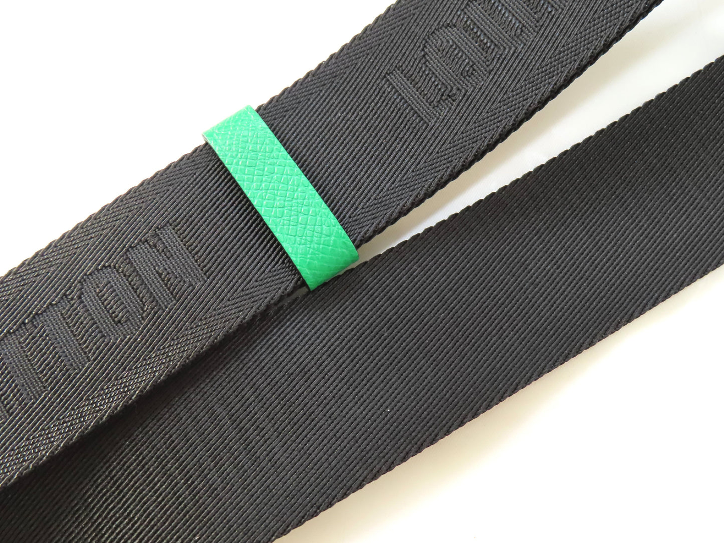 LOUIS VUITTON Louis Vuitton Signature Adjustable Strap, Black/Green, Silver Hardware, 95*4.5*0.5cm Strap