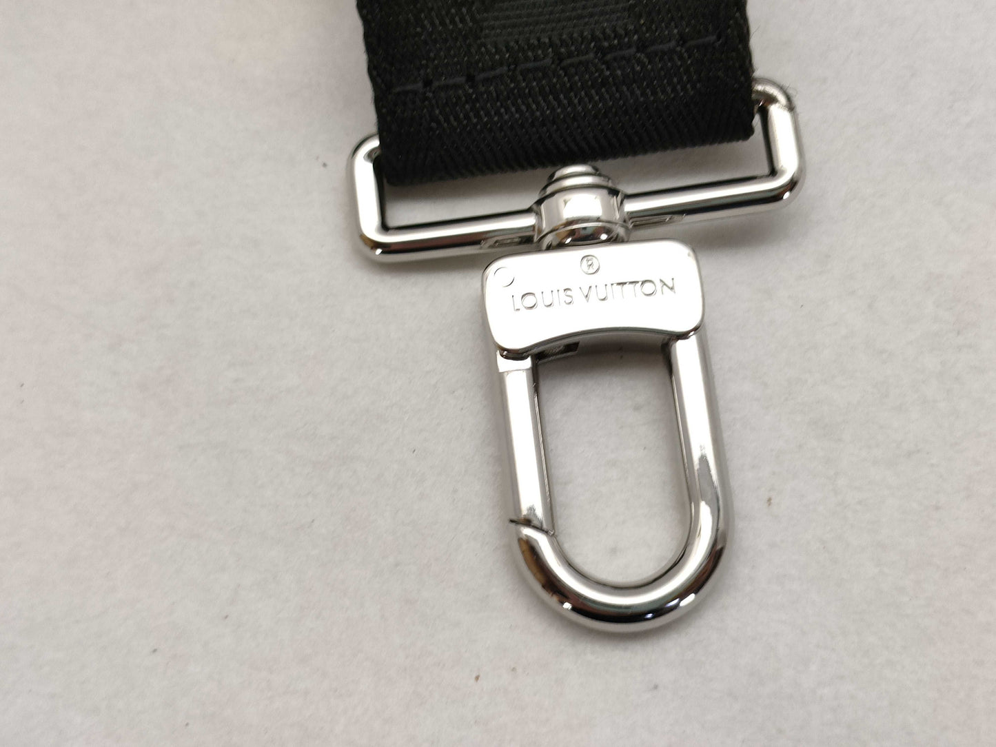 LOUIS VUITTON Louis Vuitton Signature Adjustable Strap, Black/Green, Silver Hardware, 95*4.5*0.5cm Strap