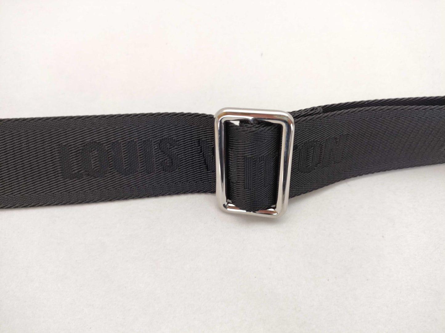 LOUIS VUITTON Louis Vuitton Signature Adjustable Strap, Black/Green, Silver Hardware, 95*4.5*0.5cm Strap