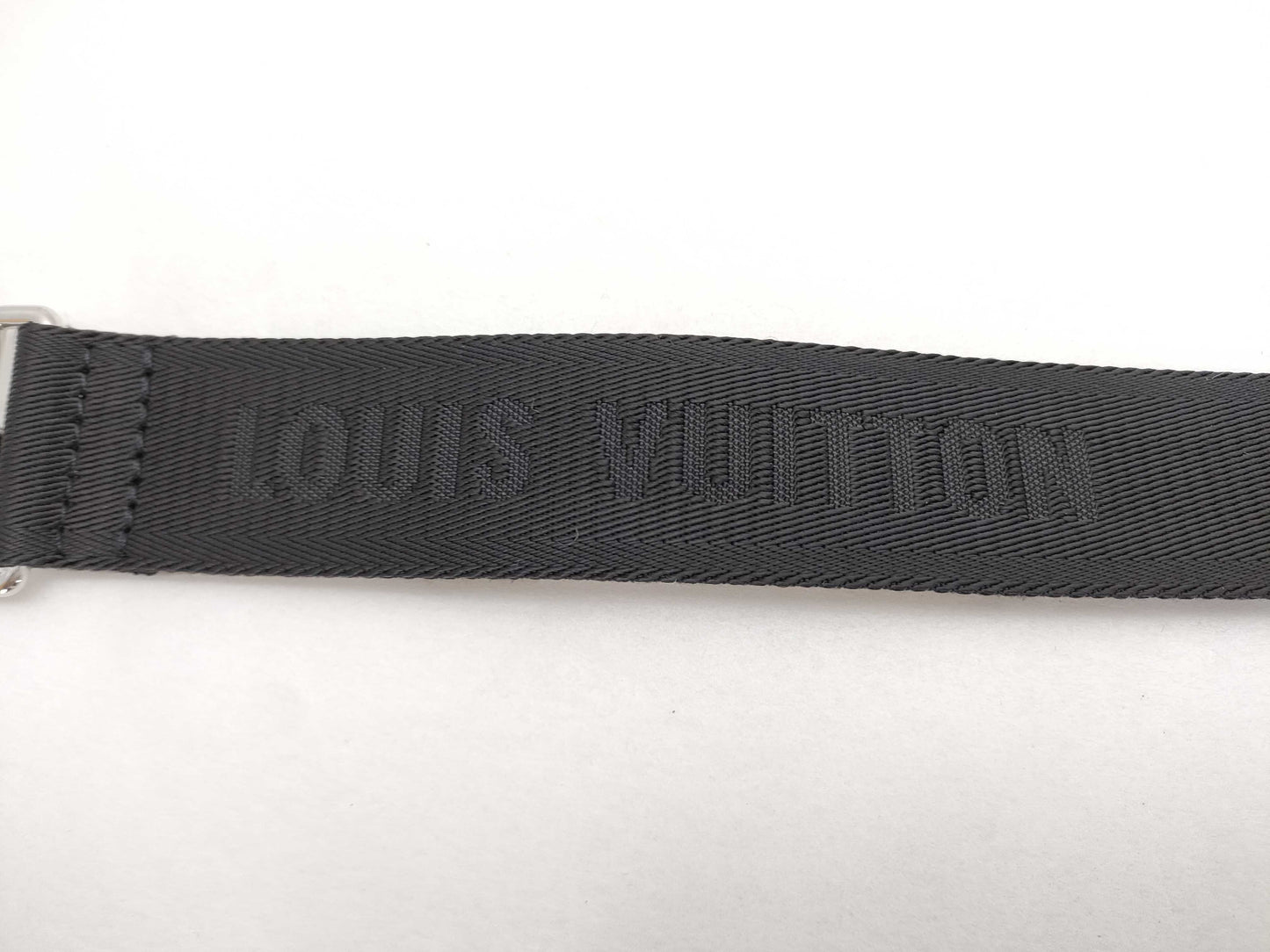 LOUIS VUITTON Louis Vuitton Signature Adjustable Strap, Black/Green, Silver Hardware, 95*4.5*0.5cm Strap