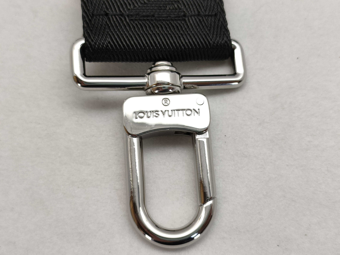 LOUIS VUITTON Louis Vuitton Signature Adjustable Strap, Black/Green, Silver Hardware, 95*4.5*0.5cm Strap