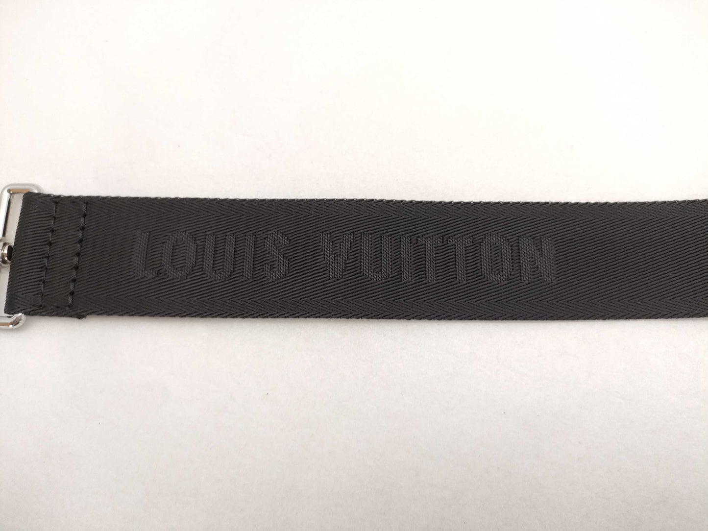 LOUIS VUITTON Louis Vuitton Signature Adjustable Strap, Black/Green, Silver Hardware, 95*4.5*0.5cm Strap