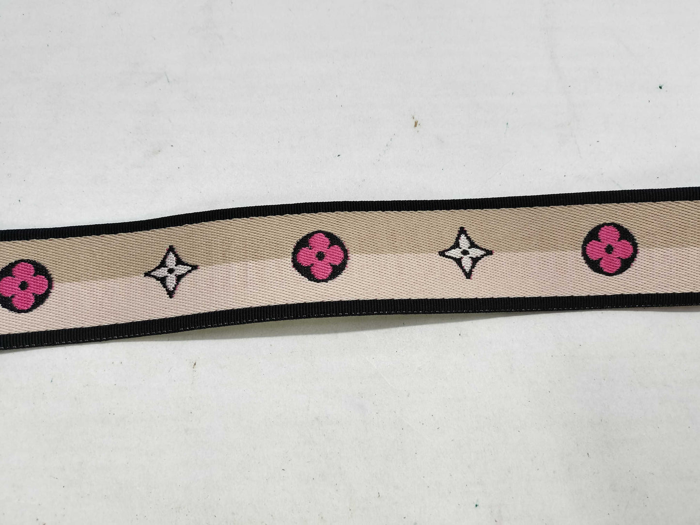 LOUIS VUITTON Signature Strap, Beige/Black/Pink, Signature Canvas, Gold Hardware, 95*4.5*.05cm Strap