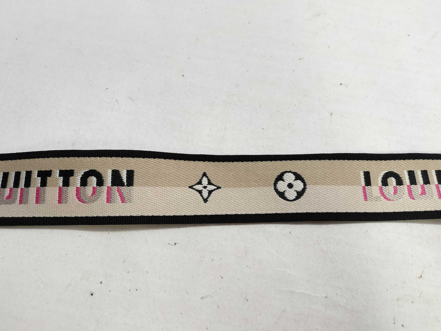 LOUIS VUITTON Signature Strap, Beige/Black/Pink, Signature Canvas, Gold Hardware, 95*4.5*.05cm Strap