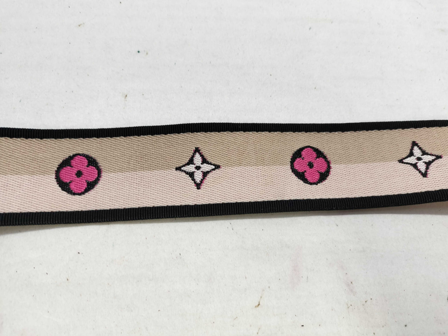 LOUIS VUITTON Signature Strap, Beige/Black/Pink, Signature Canvas, Gold Hardware, 95*4.5*.05cm Strap