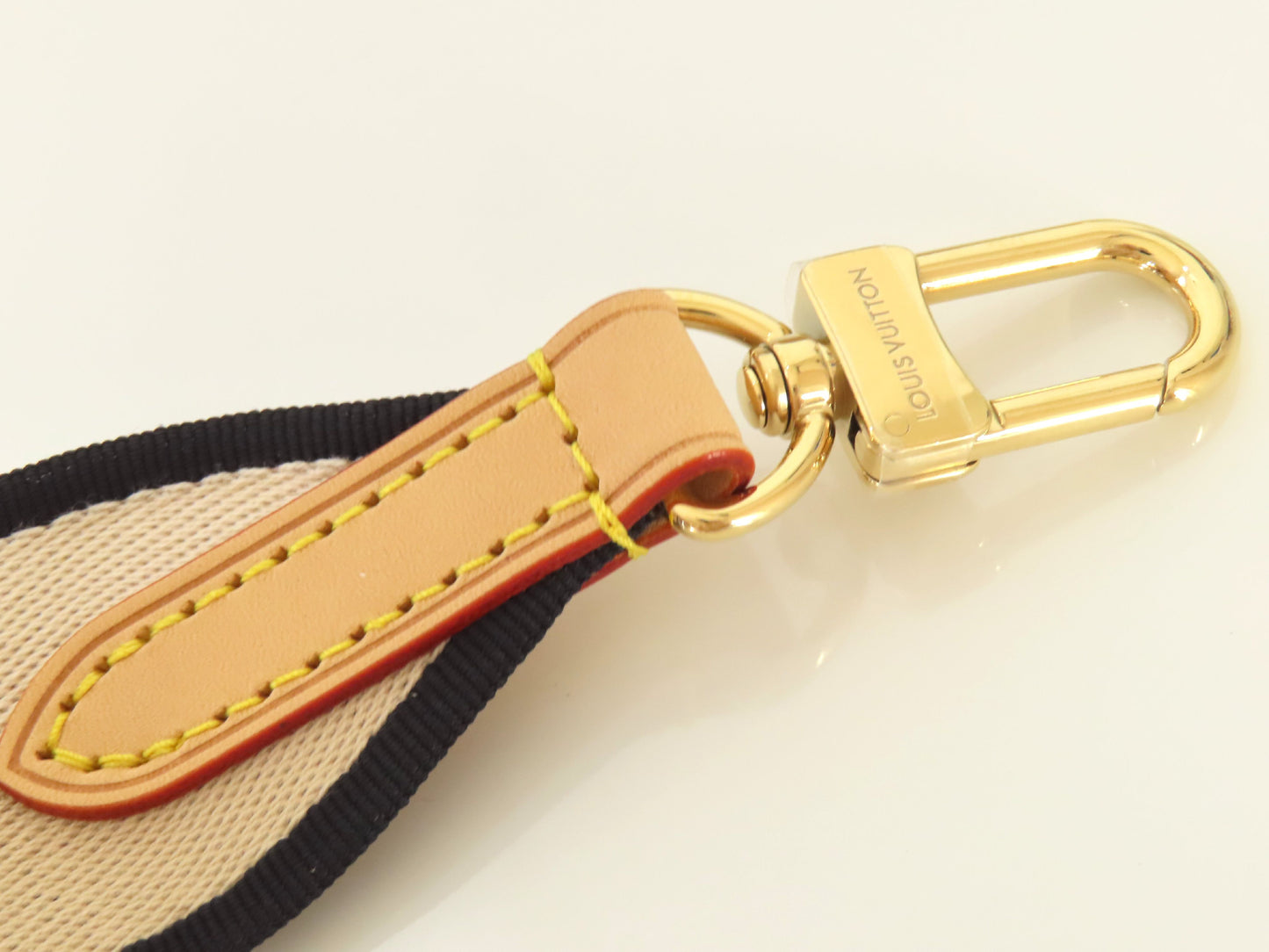 LOUIS VUITTON Signature Strap, Beige/Black/Pink, Signature Canvas, Gold Hardware, 95*4.5*.05cm Strap