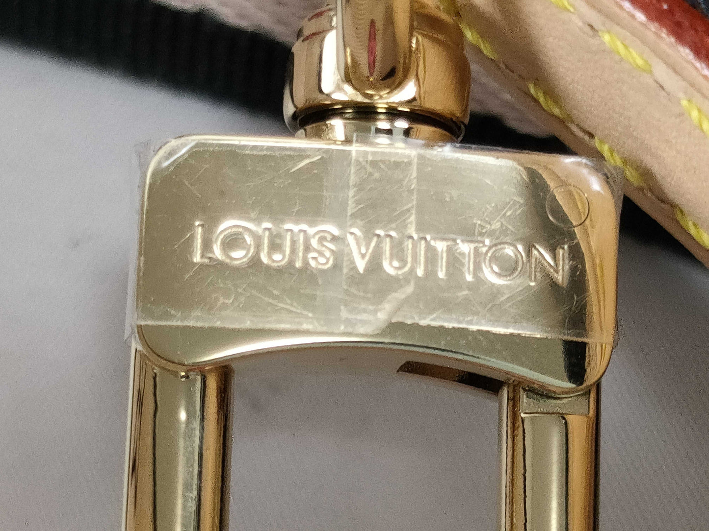 LOUIS VUITTON Signature Strap, Beige/Black/Pink, Signature Canvas, Gold Hardware, 95*4.5*.05cm Strap