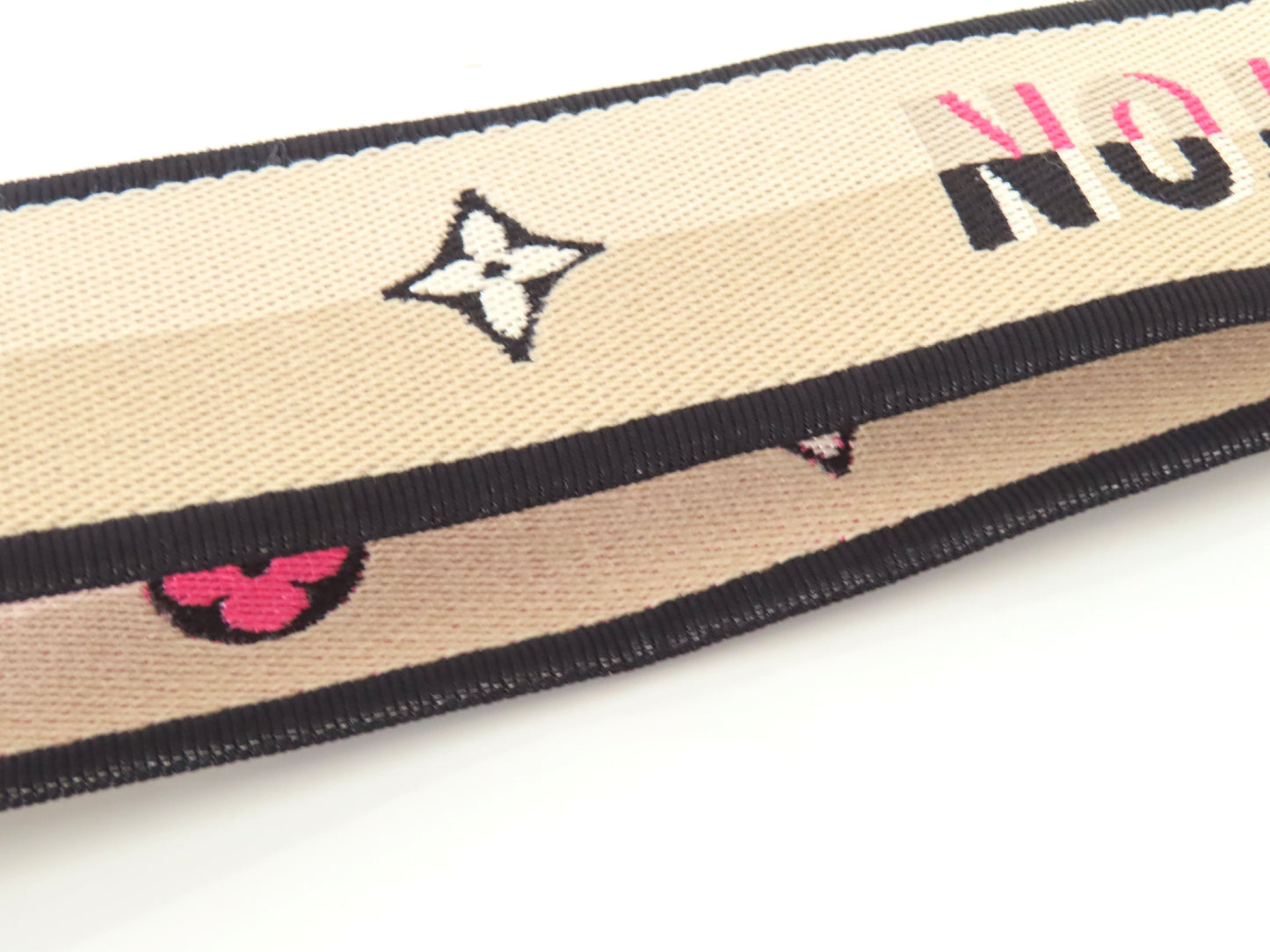 LOUIS VUITTON Signature Strap, Beige/Black/Pink, Signature Canvas, Gold Hardware, 95*4.5*.05cm Strap