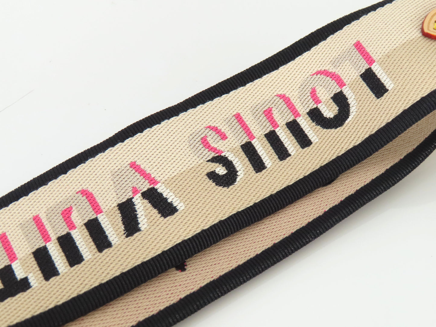 LOUIS VUITTON Signature Strap, Beige/Black/Pink, Signature Canvas, Gold Hardware, 95*4.5*.05cm Strap