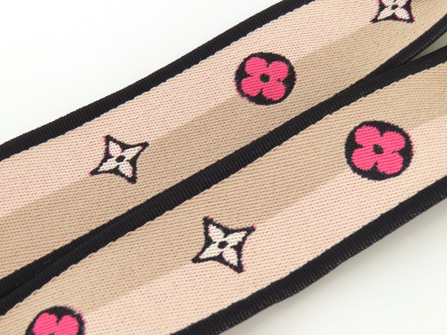 LOUIS VUITTON Signature Strap, Beige/Black/Pink, Signature Canvas, Gold Hardware, 95*4.5*.05cm Strap