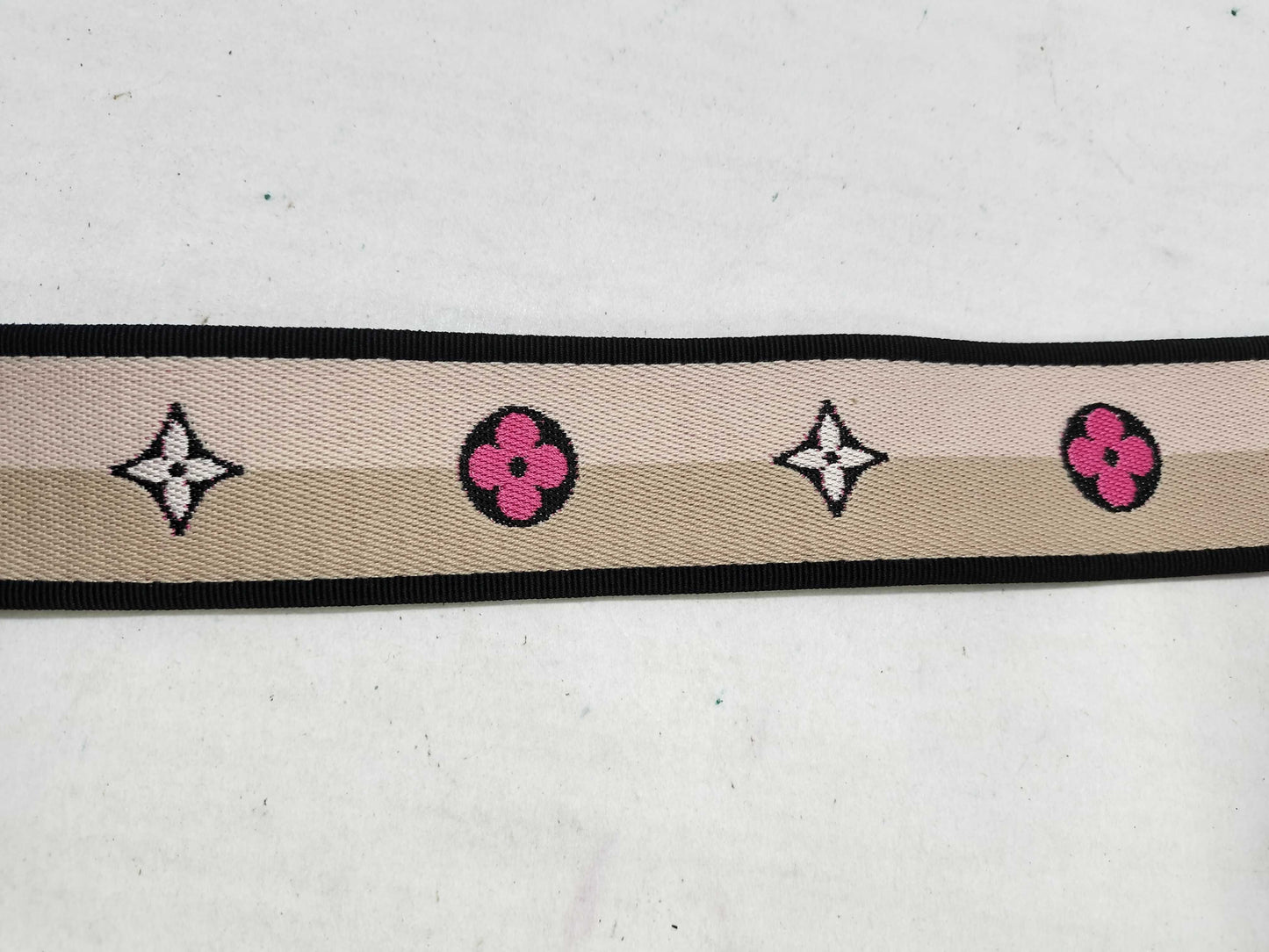 LOUIS VUITTON Signature Strap, Beige/Black/Pink, Signature Canvas, Gold Hardware, 95*4.5*.05cm Strap