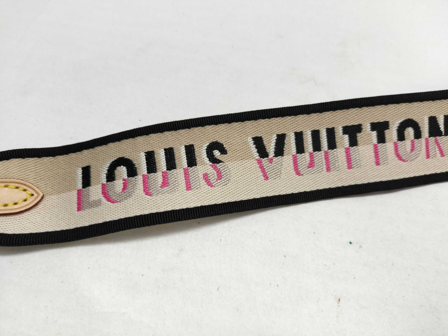 LOUIS VUITTON Signature Strap, Beige/Black/Pink, Signature Canvas, Gold Hardware, 95*4.5*.05cm Strap