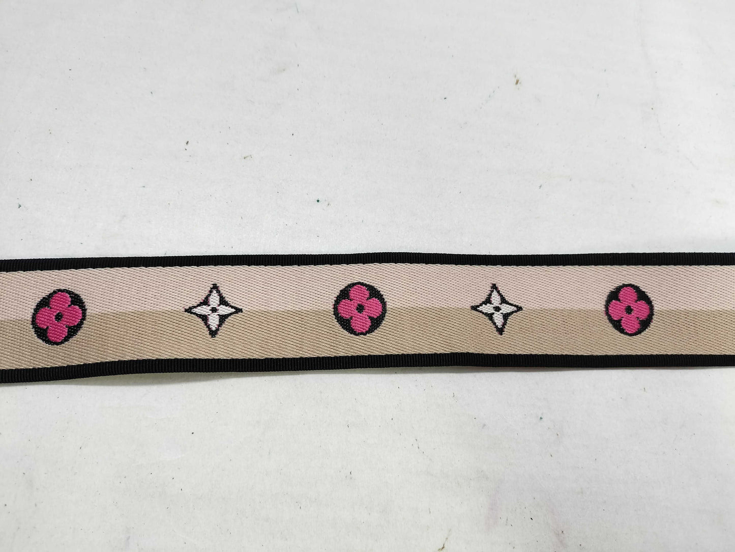 LOUIS VUITTON Signature Strap, Beige/Black/Pink, Signature Canvas, Gold Hardware, 95*4.5*.05cm Strap