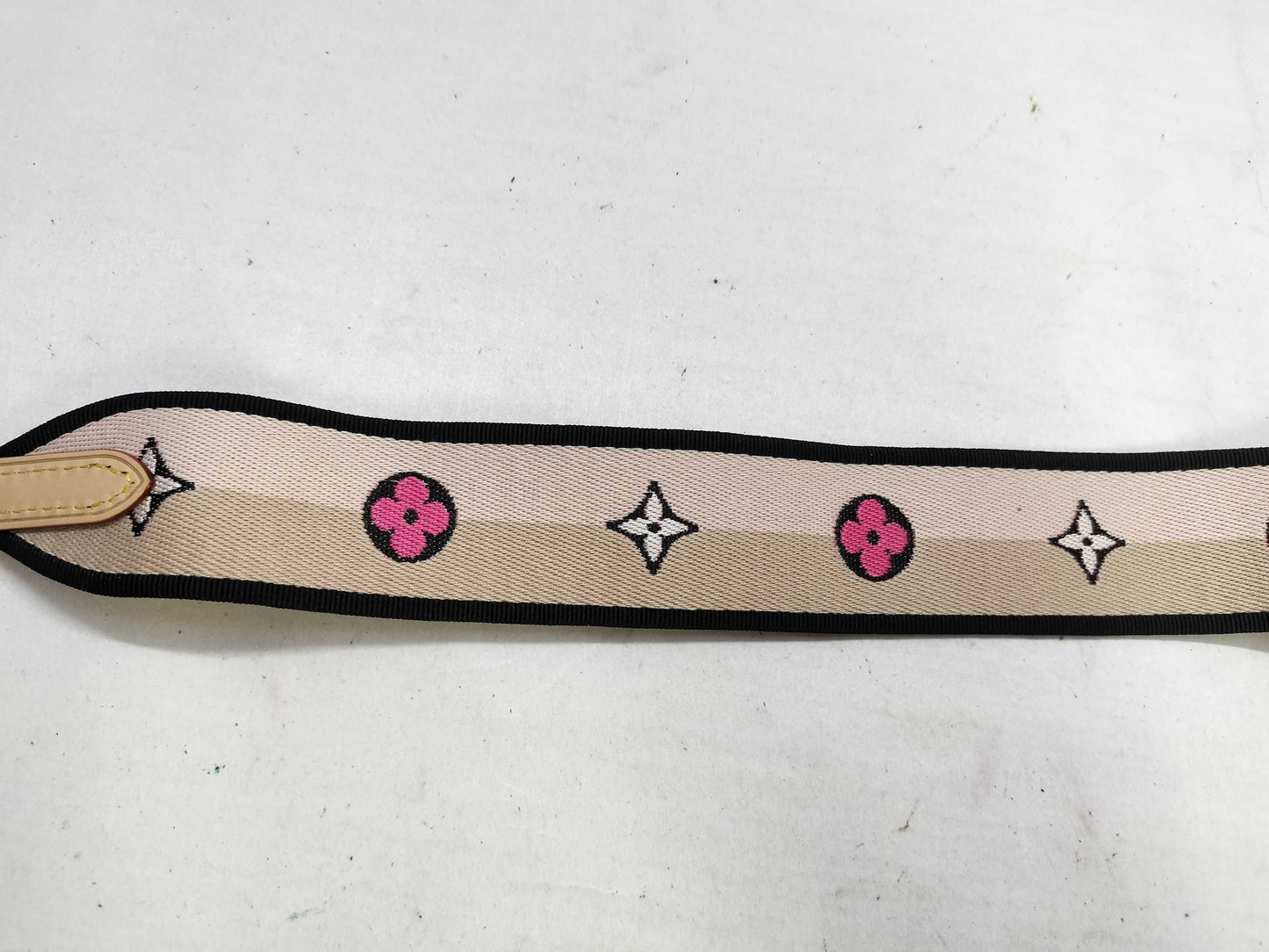 LOUIS VUITTON Signature Strap, Beige/Black/Pink, Signature Canvas, Gold Hardware, 95*4.5*.05cm Strap