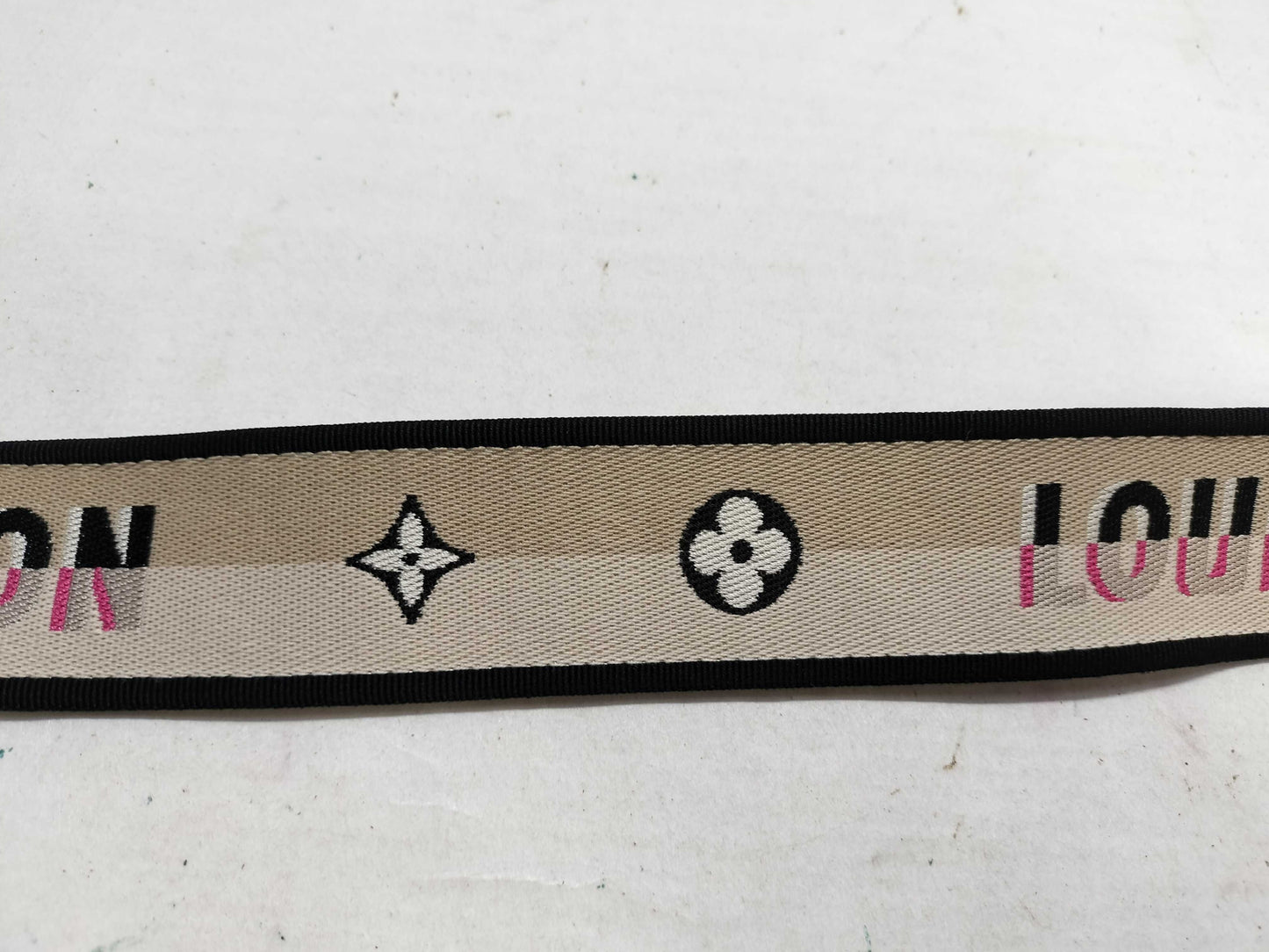 LOUIS VUITTON Signature Strap, Beige/Black/Pink, Signature Canvas, Gold Hardware, 95*4.5*.05cm Strap