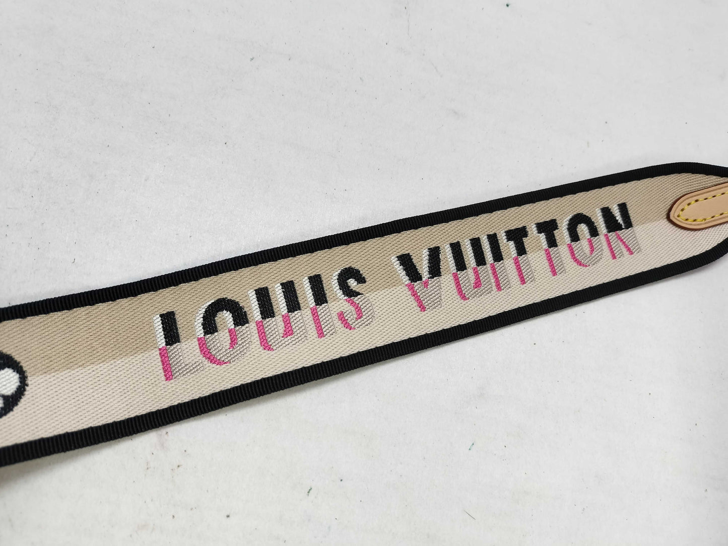 LOUIS VUITTON Signature Strap, Beige/Black/Pink, Signature Canvas, Gold Hardware, 95*4.5*.05cm Strap