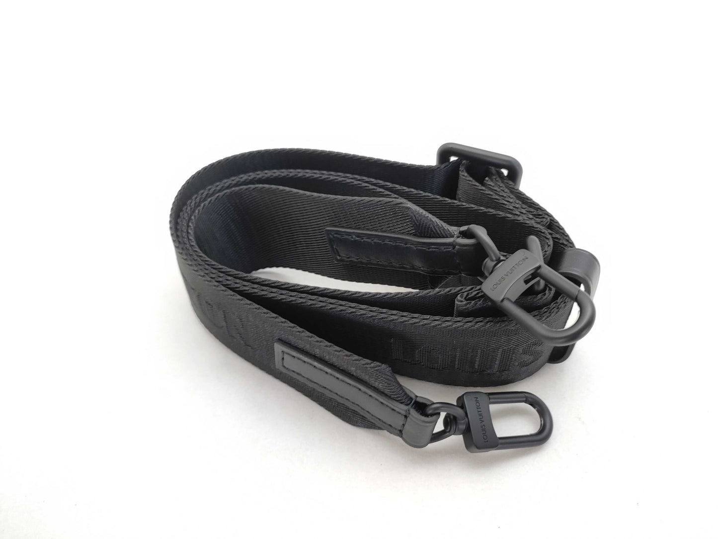 LOUIS VUITTON Louis Vuitton Signature Adjustable Strap, Black with Black Hardware, 95*4.5*0.5cm Strap
