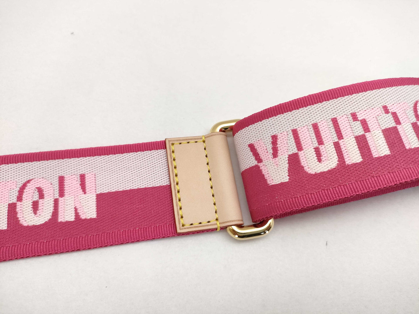 LOUIS VUITTON Louis Vuitton Signature Adjustable Strap, Pink/Beige Canvas, Gold Hardware, 95*4.5*0.5cm Strap