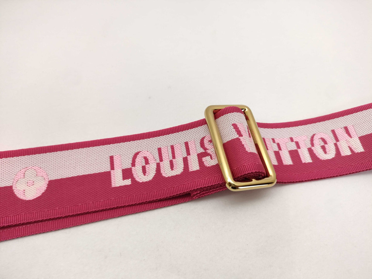 LOUIS VUITTON Louis Vuitton Signature Adjustable Strap, Pink/Beige Canvas, Gold Hardware, 95*4.5*0.5cm Strap