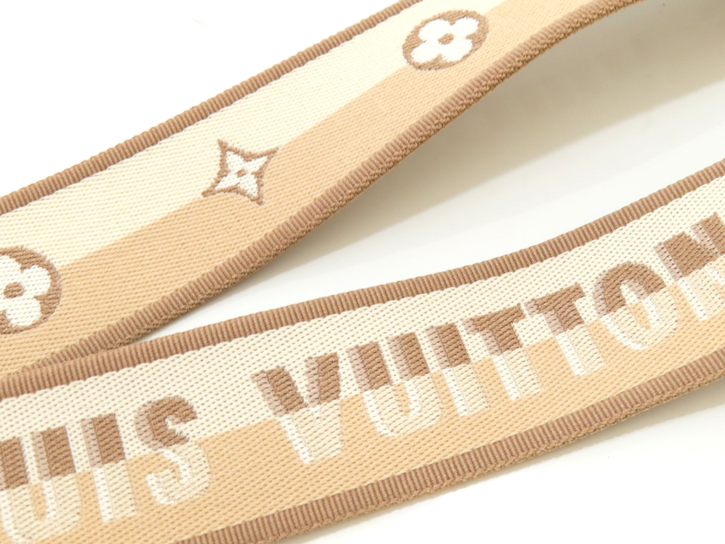 LOUIS VUITTON Signature Strap, Beige/Brown Canvas with Gold Hardware, 95*4.5*.05cm