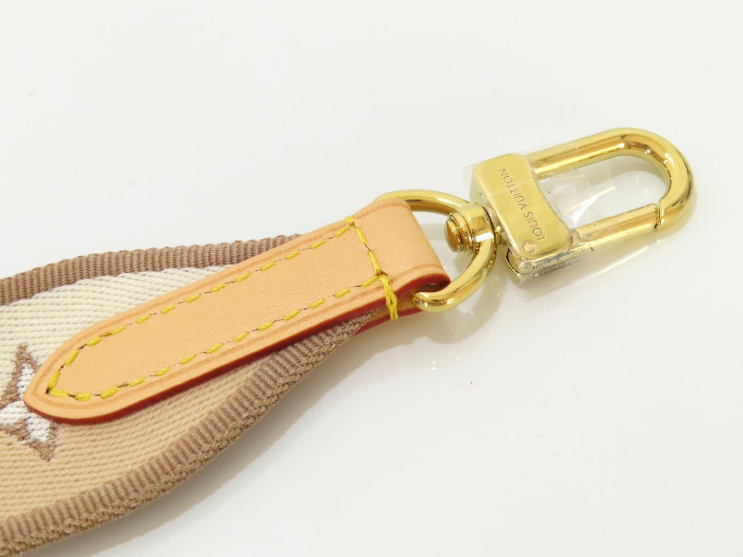 LOUIS VUITTON Signature Strap, Beige/Brown Canvas with Gold Hardware, 95*4.5*.05cm
