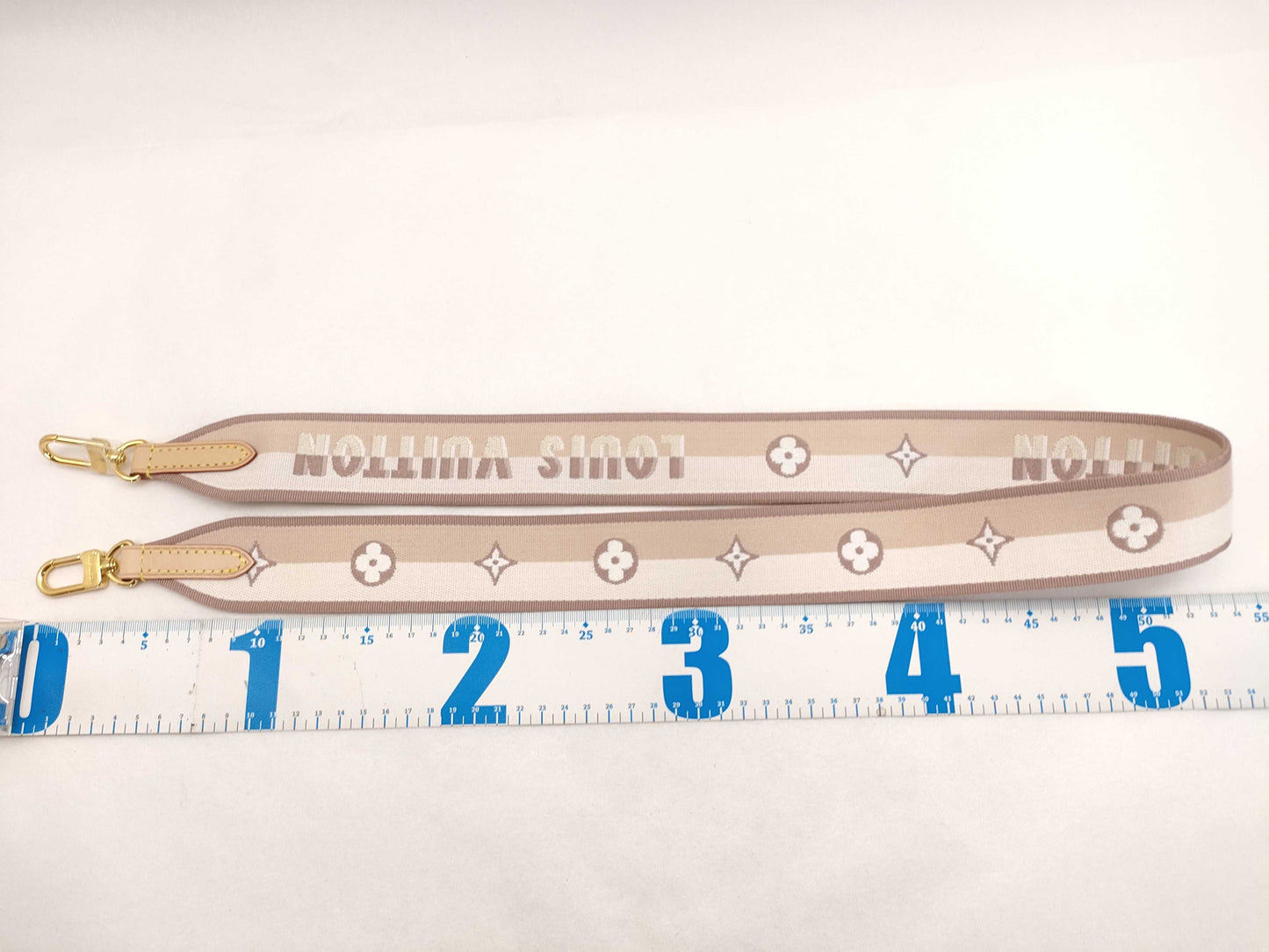 LOUIS VUITTON Signature Strap, Beige/Brown Canvas with Gold Hardware, 95*4.5*.05cm