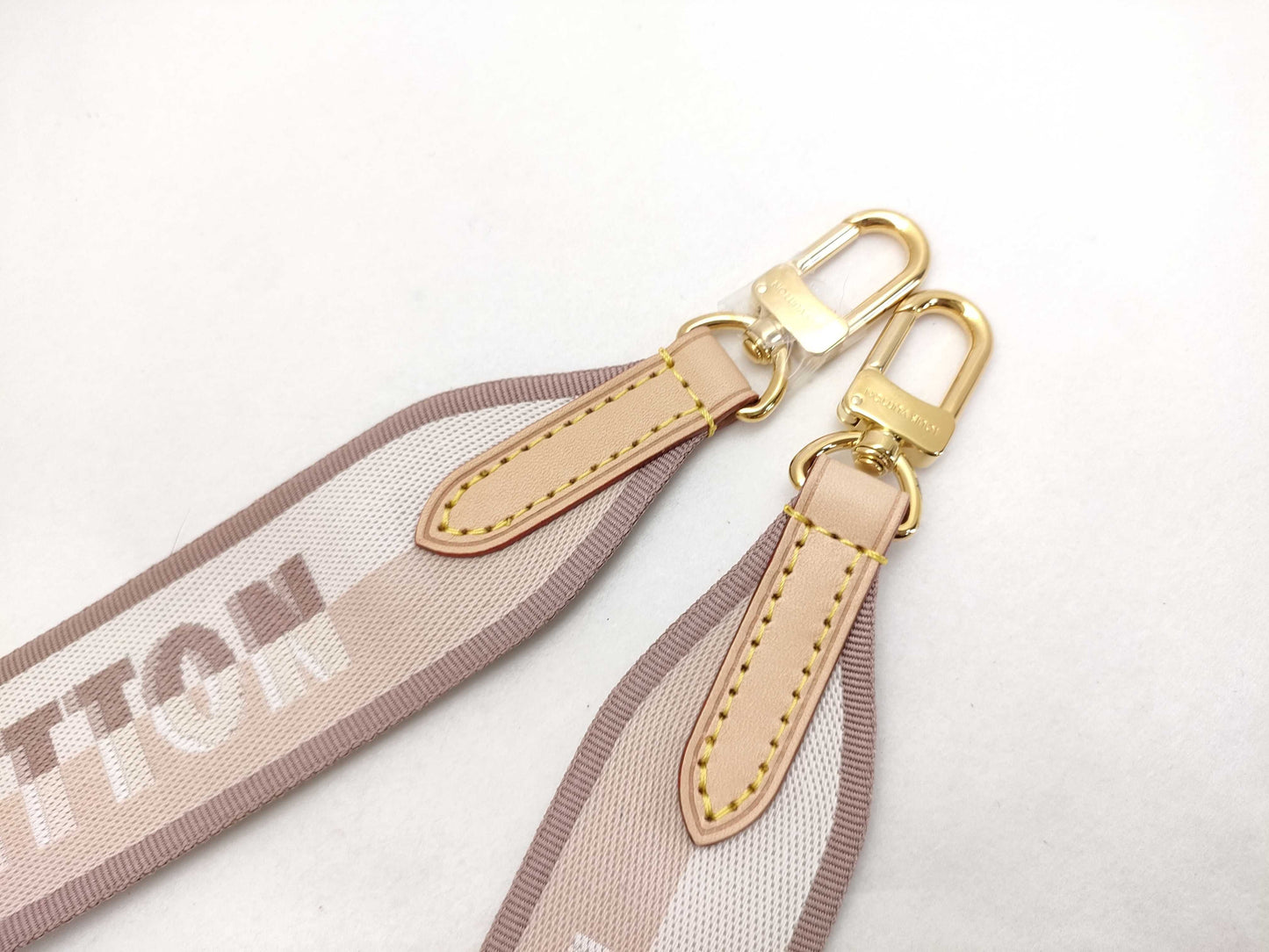LOUIS VUITTON Signature Strap, Beige/Brown Canvas with Gold Hardware, 95*4.5*.05cm