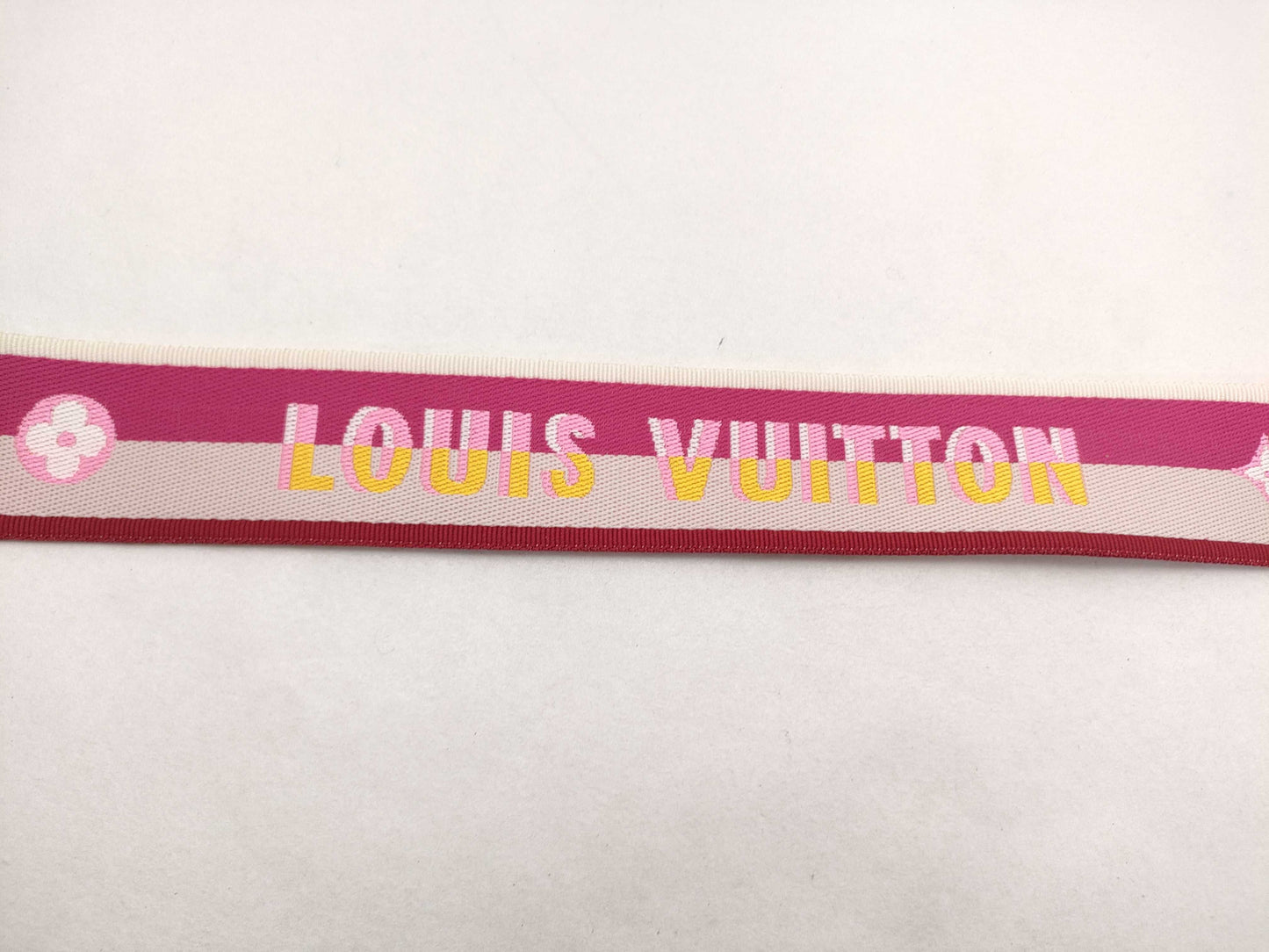 LOUIS VUITTON Signature Strap, Pink/Beige Canvas with Gold Hardware, 95*4.5*.05cm