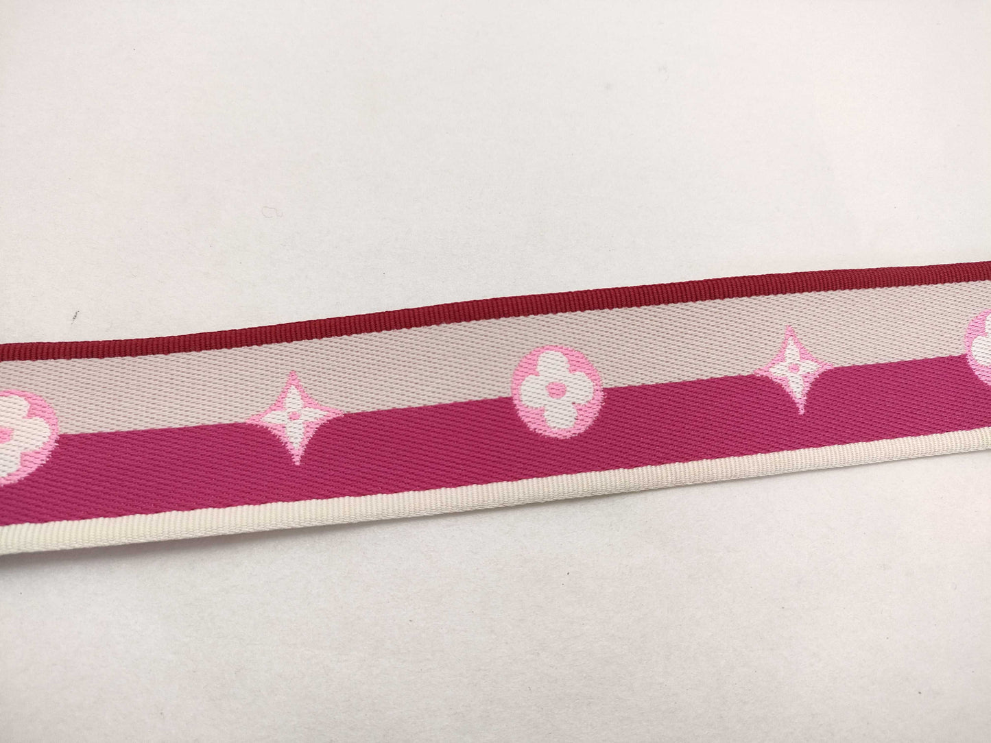 LOUIS VUITTON Signature Strap, Pink/Beige Canvas with Gold Hardware, 95*4.5*.05cm