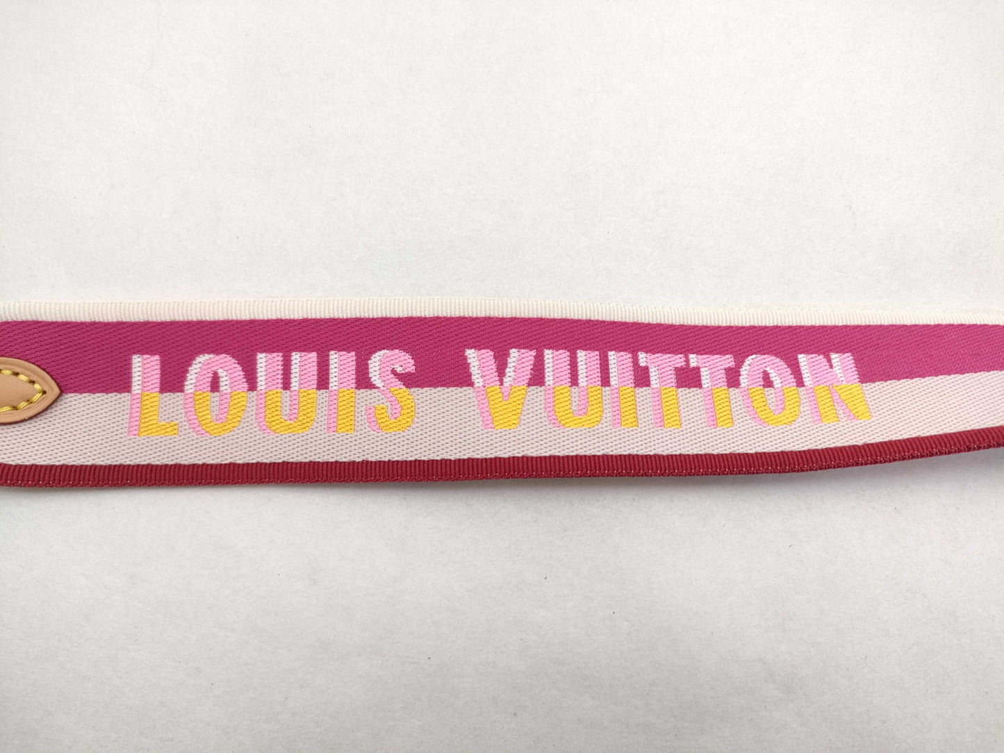 LOUIS VUITTON Signature Strap, Pink/Beige Canvas with Gold Hardware, 95*4.5*.05cm