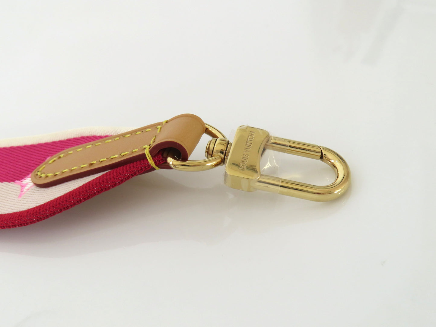 LOUIS VUITTON Signature Strap, Pink/Beige Canvas with Gold Hardware, 95*4.5*.05cm Strap