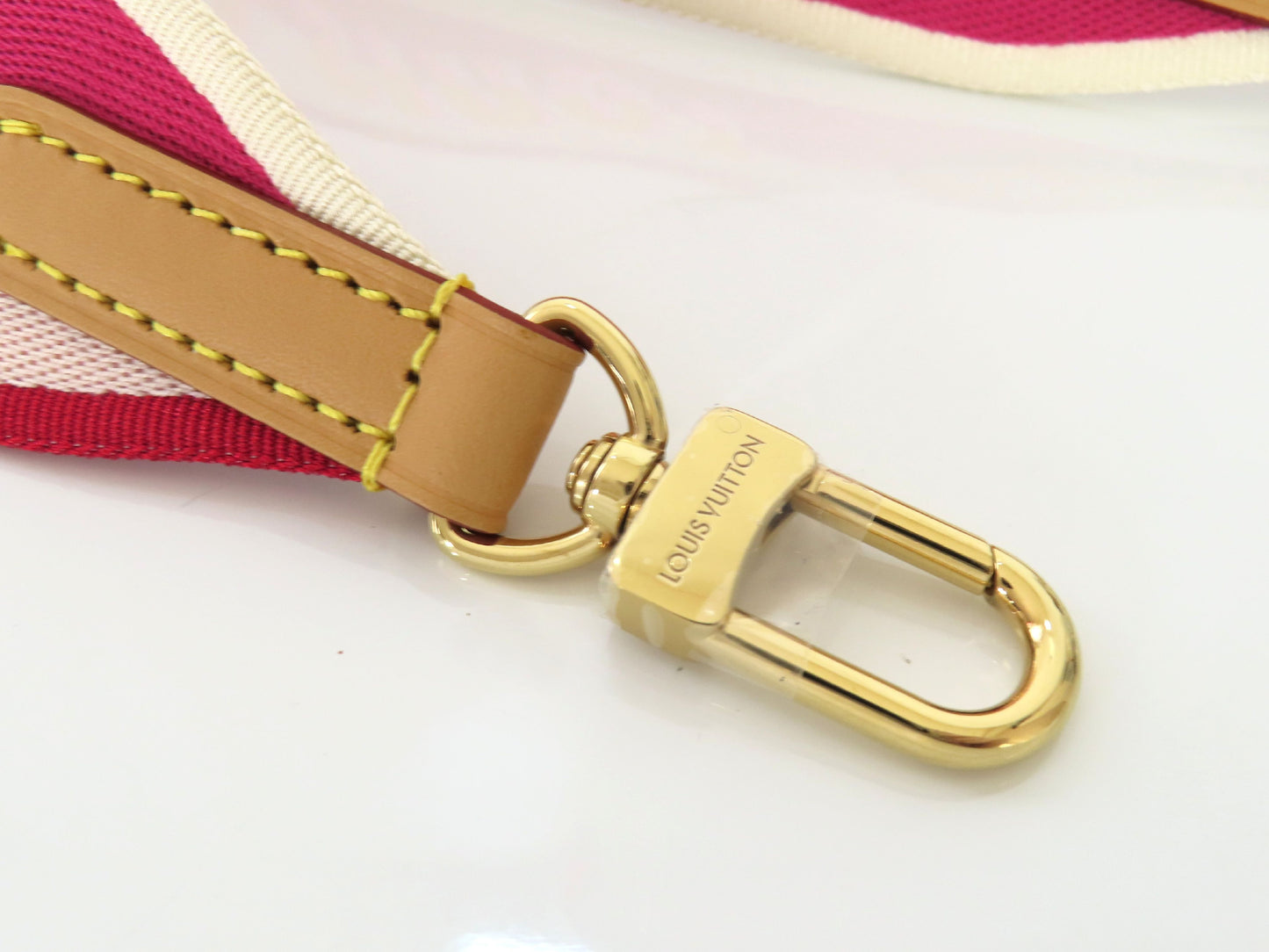 LOUIS VUITTON Signature Strap, Pink/Beige Canvas with Gold Hardware, 95*4.5*.05cm Strap