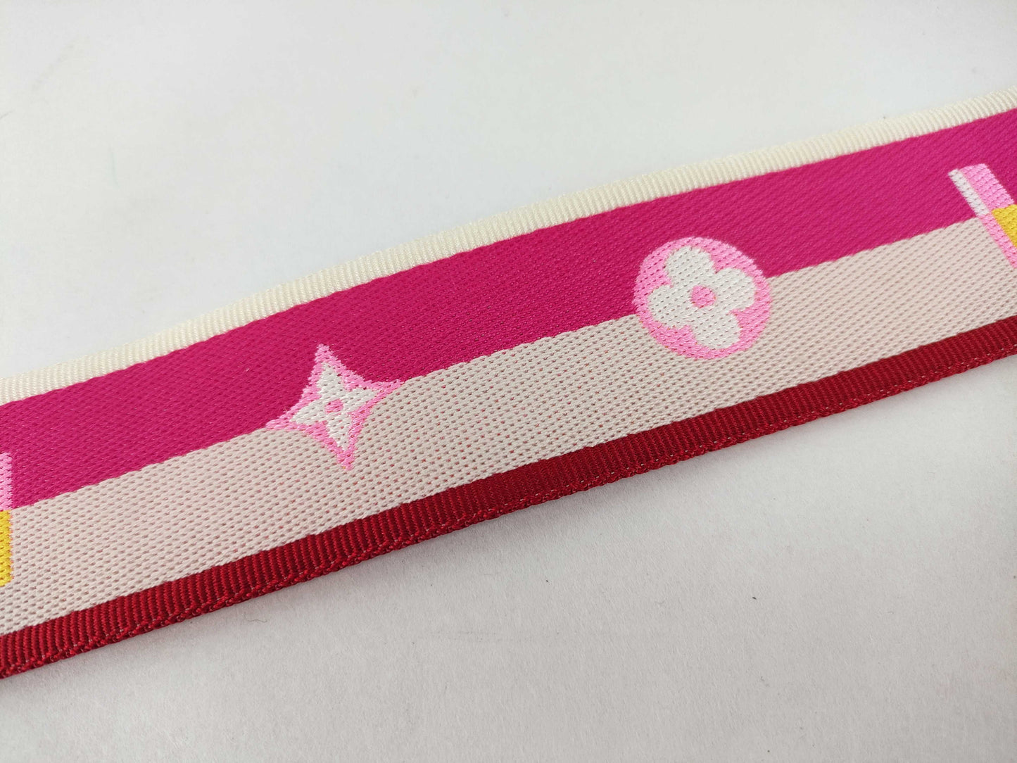 LOUIS VUITTON Louis Vuitton Signature Strap, Pink/Beige Canvas, Gold Hardware, 95*4.5*.05cm, Other Accessories