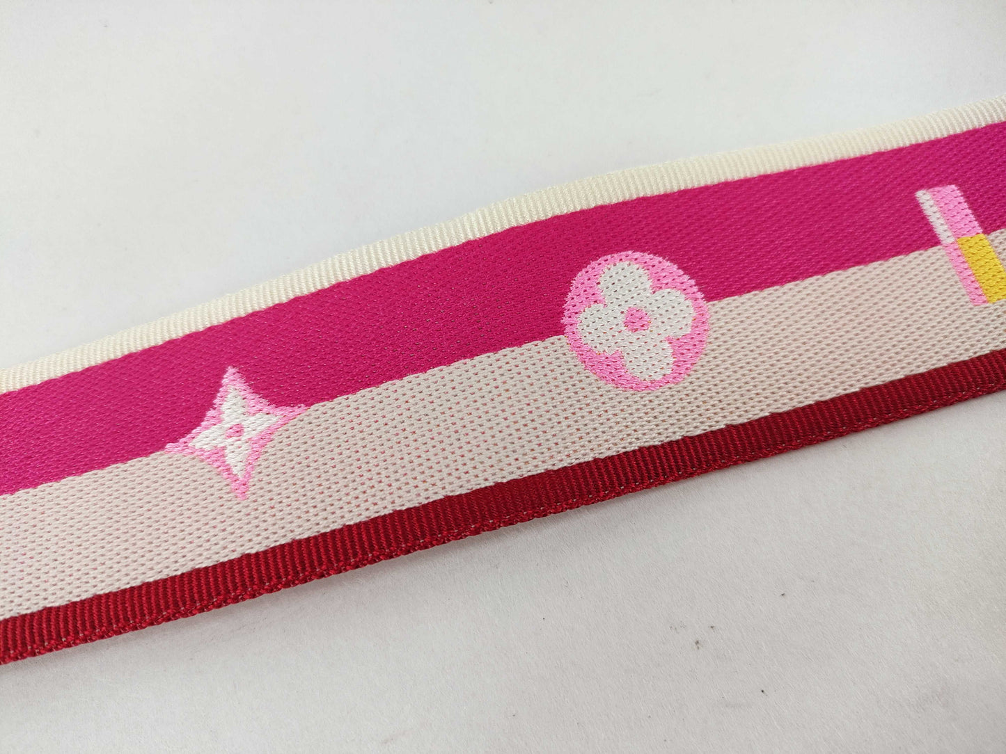 LOUIS VUITTON Louis Vuitton Signature Strap, Pink/Beige Canvas, Gold Hardware, 95*4.5*.05cm, Other Accessories