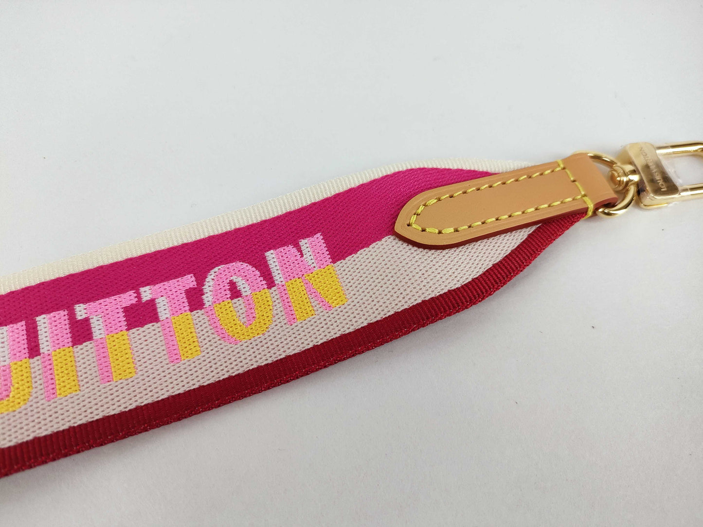 LOUIS VUITTON Louis Vuitton Signature Strap, Pink/Beige Canvas, Gold Hardware, 95*4.5*.05cm, Other Accessories