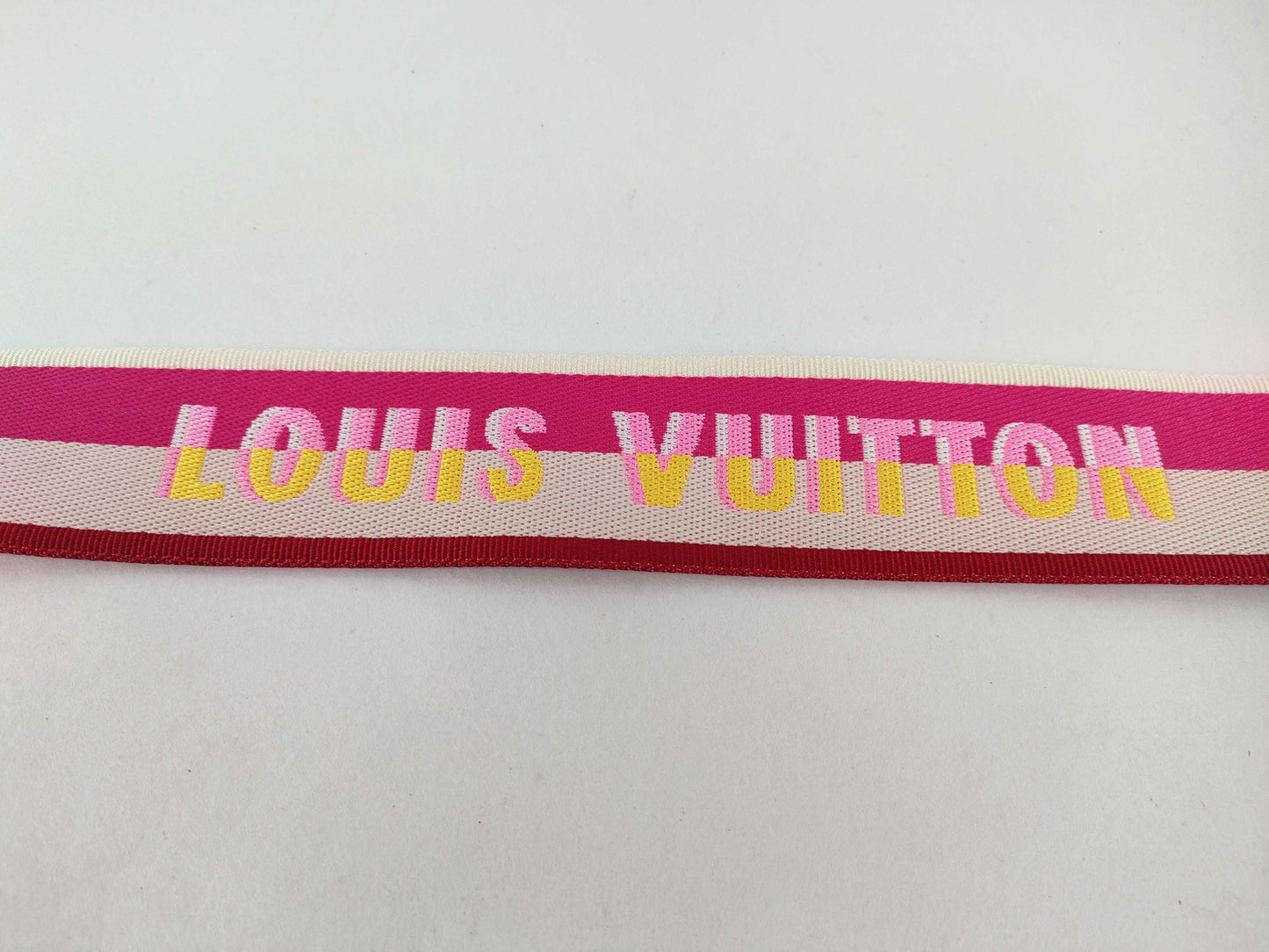 LOUIS VUITTON Louis Vuitton Signature Strap, Pink/Beige Canvas, Gold Hardware, 95*4.5*.05cm, Other Accessories