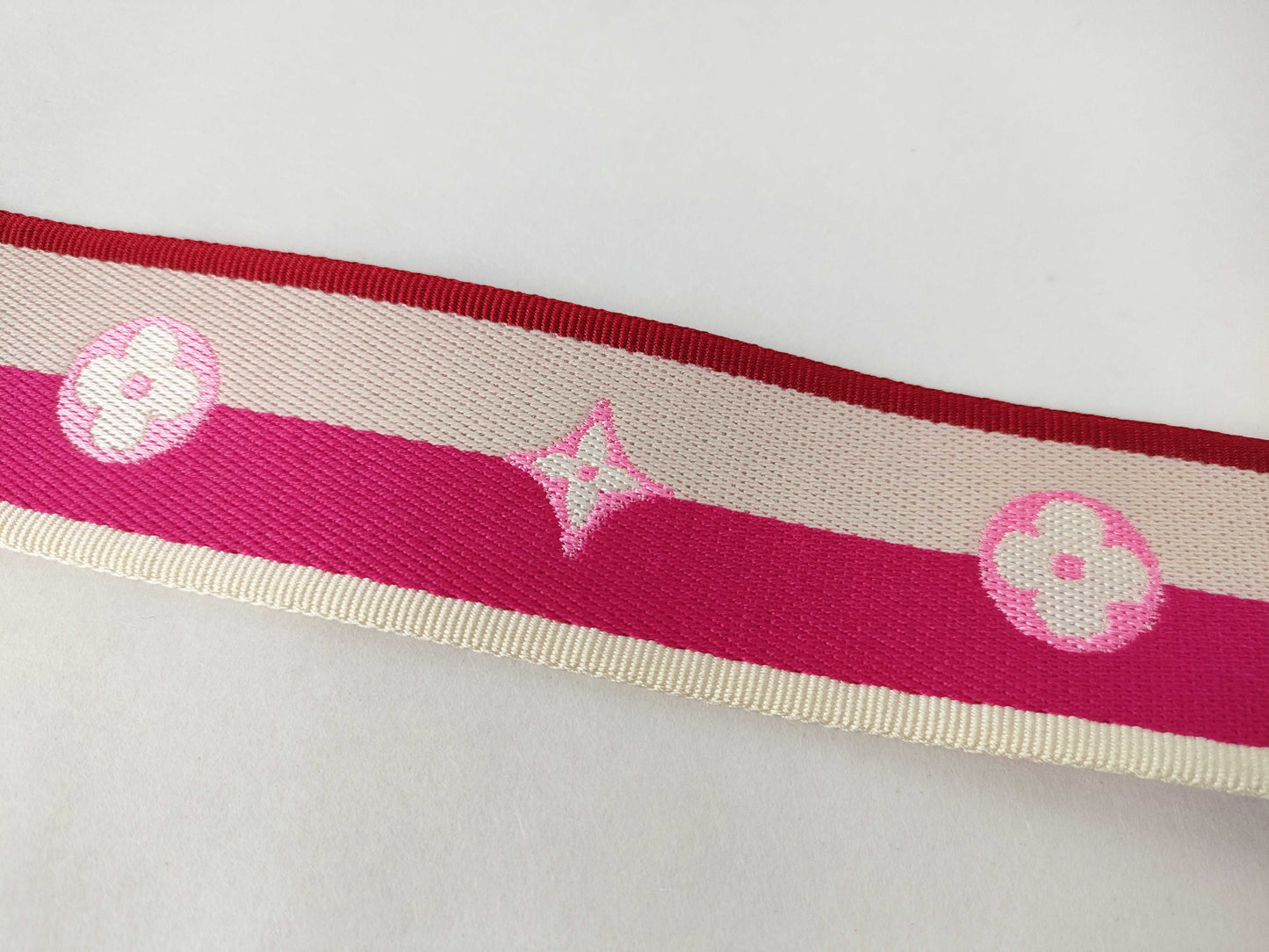 LOUIS VUITTON Louis Vuitton Signature Strap, Pink/Beige Canvas, Gold Hardware, 95*4.5*.05cm, Other Accessories