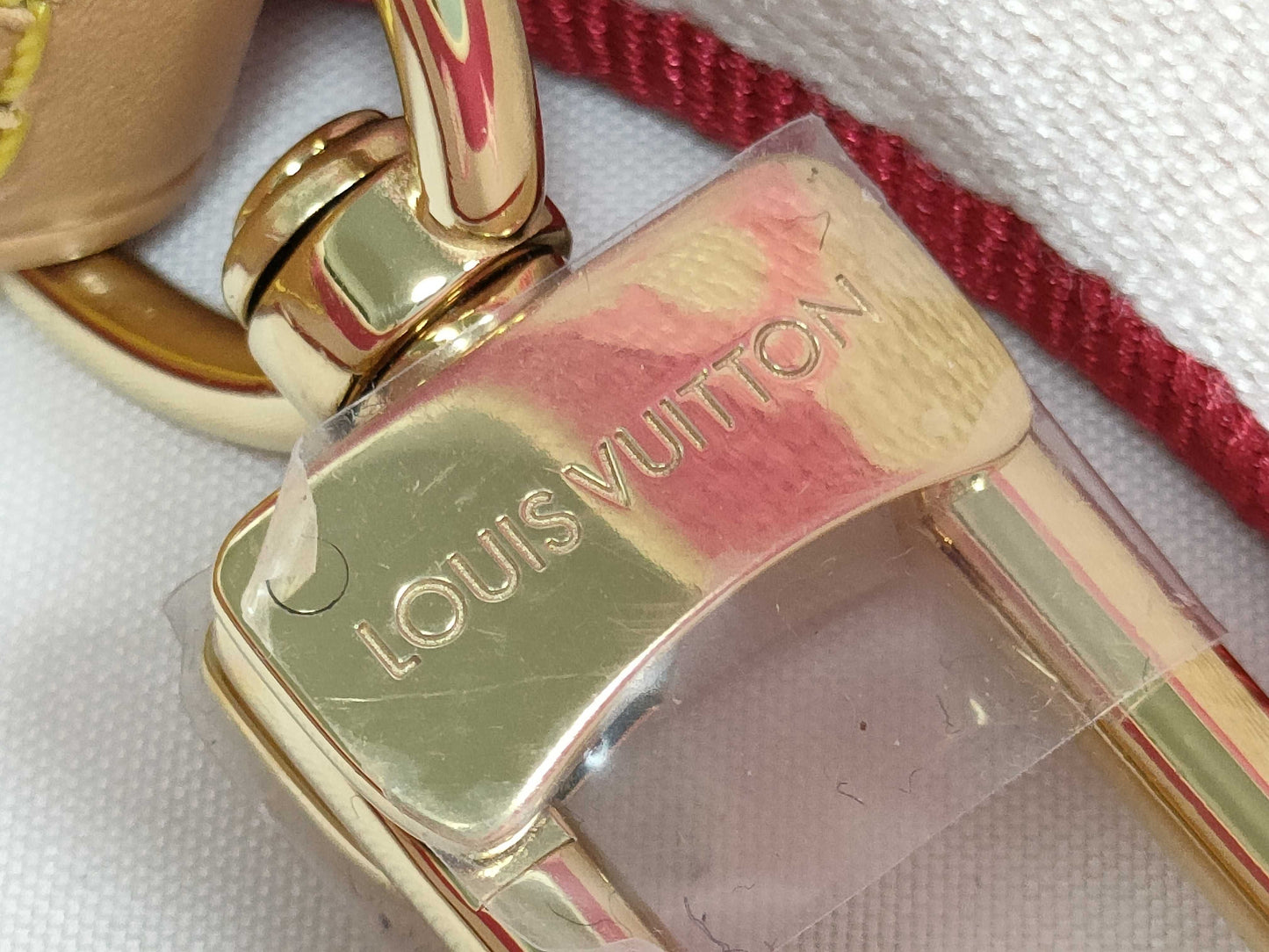 LOUIS VUITTON Signature Strap, Pink/Beige Canvas with Gold Hardware, 95*4.5*.05cm Strap