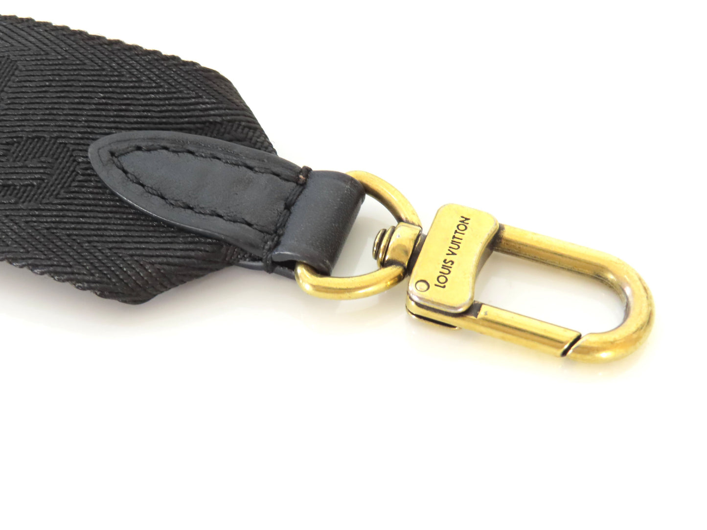 LOUIS VUITTON Louis Vuitton Signature Adjustable Strap Black with Gold Hardware 95*4.5*0.5cm Strap