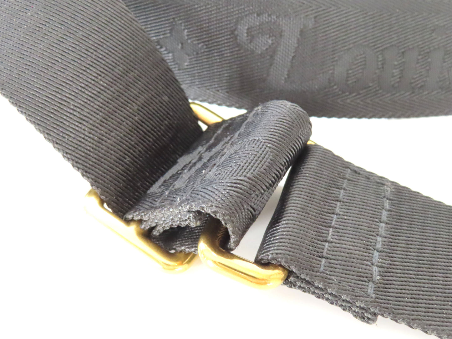 LOUIS VUITTON Louis Vuitton Signature Adjustable Strap Black with Gold Hardware 95*4.5*0.5cm Strap